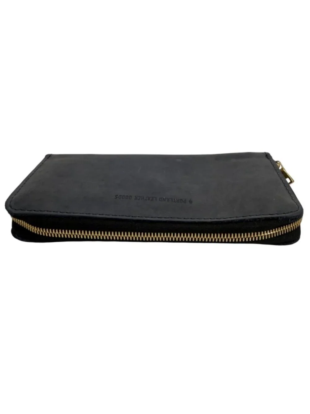 Portland Leather Goods AP Navy Blue Leather Accordion Zip Around Wallet Clutch